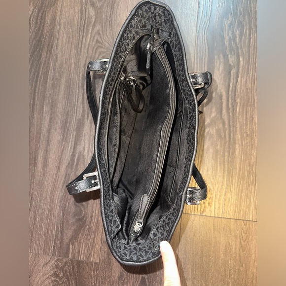 Michael Kors Black Signature MK Pattern Shoulder Bag Tote - Picture 15 of 16